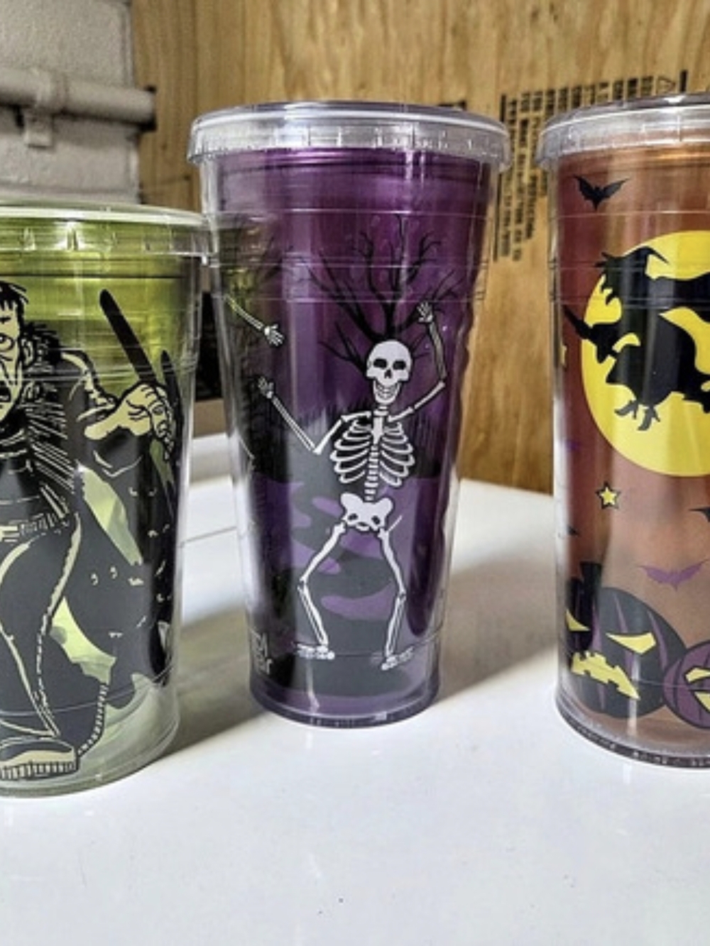 Vintage Cool Gear Halloween Chiller Tumbler Set of 3 Purple, Orange, & Green
